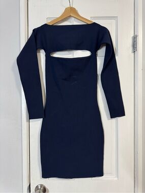 Alexander Wang Navy Blue Cutout Bodycon Dress Long Sleeve Size S